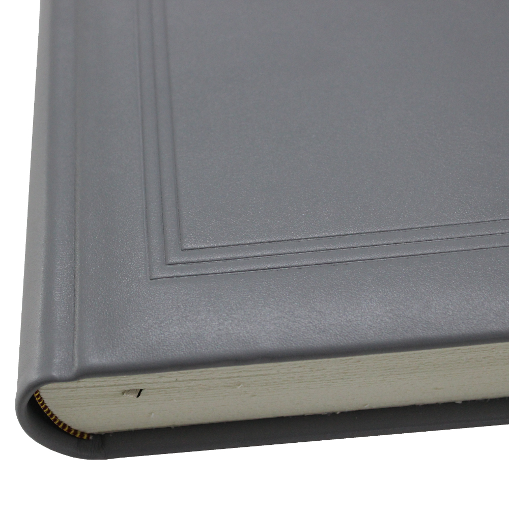 Modernes Gästebuch aus glattem Leder in Grau