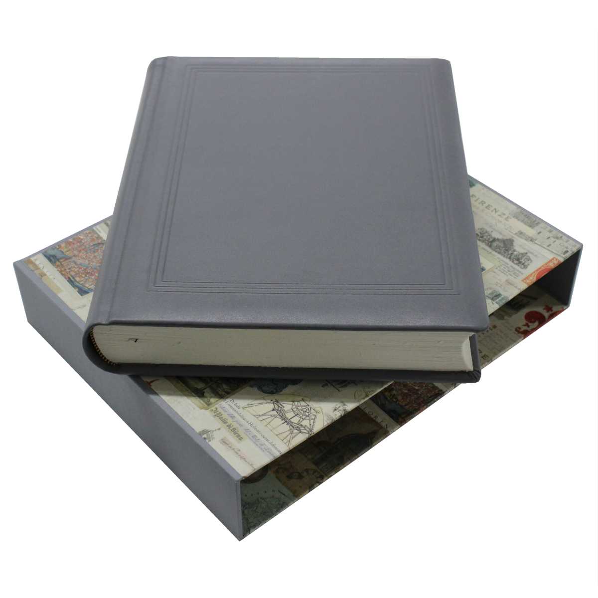 Modernes Gästebuch aus glattem Leder in Grau