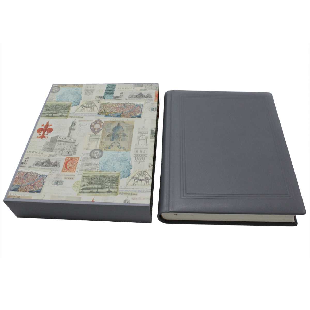 Modernes Gästebuch aus glattem Leder in Grau