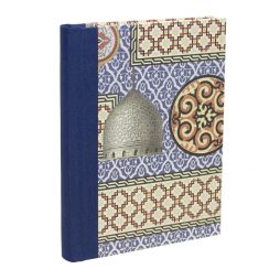 Notizbuch Oriens mit integriertem Stifthalter und Buchbinderleinen in blau